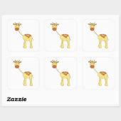 Leuke Giraffe. Cartoon. Vierkante Sticker (Vel)