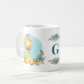 Leuke Giraffe Charmant Floral Monogram Koffiemok (Voorkant links)