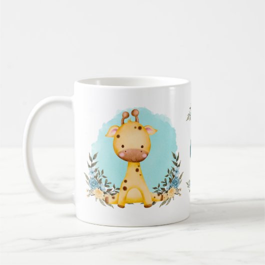 Leuke Giraffe Charmant Floral Monogram Koffiemok (Links)