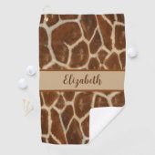 Leuke giraffe dierprint dames naam op maat golfhanddoek (Insitu)