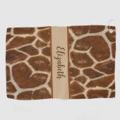 Leuke giraffe dierprint dames naam op maat golfhanddoek (Horizontaal)