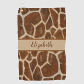 Leuke giraffe dierprint dames naam op maat golfhanddoek (Voorkant)