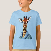 Leuke Giraffe Dragen van een Denim Jacket Kind T-s T-shirt (Voorkant)