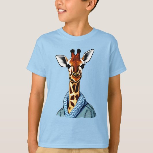 Leuke Giraffe Dragen van een Denim Jacket Kind T-s T-shirt (Voorkant)