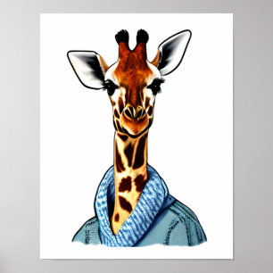 Leuke Giraffe Dragen van een Denim Jacket Print