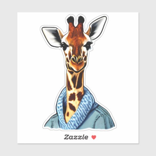Leuke Giraffe Dragen van een Denim Jacket Sticker (Vel)