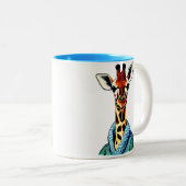 Leuke Giraffe Dragen van een Denim Jacket Tweekleurige Koffiemok (Voorkant rechts)