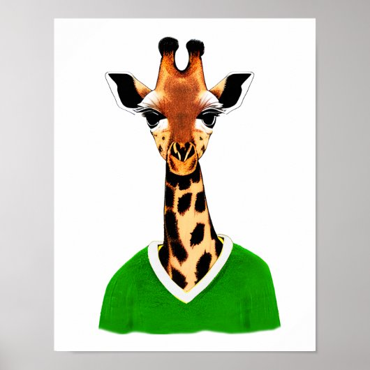 Leuke Giraffe Dragen van een groene trui Print (Voorkant)