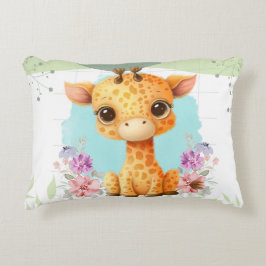 Leuke Giraffe Floral Theme Gepersonaliseerd Accent Kussen