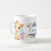Leuke Giraffe Floral Theme Gepersonaliseerd Koffiemok (Voorkant links)