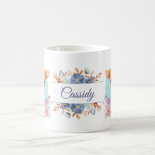 Leuke Giraffe Floral Theme Gepersonaliseerd Koffiemok (Center)