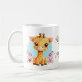 Leuke Giraffe Floral Theme Gepersonaliseerd Koffiemok (Links)