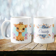 Leuke Giraffe Floral Theme Gepersonaliseerd