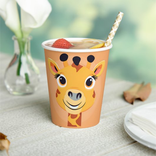 Leuke giraffe Gezichtsafari Wild oerwoud Verjaarda Papieren Bekers (Insitu)