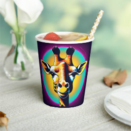 Leuke giraffe Gezichtsafari Wild oerwoud Verjaarda Papieren Bekers