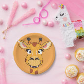 Leuke giraffe Gezichtsafari Wild oerwoud Verjaarda Papieren Bordje (Feest)