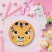 Leuke giraffe Gezichtsafari Wild oerwoud Verjaarda Papieren Bordje (Feest)