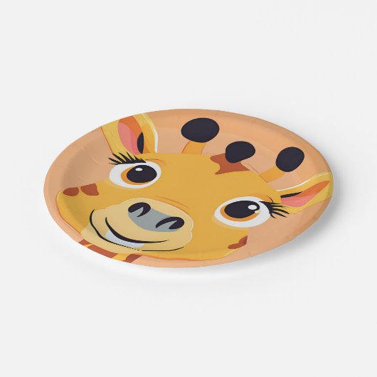 Leuke giraffe Gezichtsafari Wild oerwoud Verjaarda Papieren Bordje (Gekanteld)