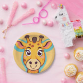 Leuke giraffe Gezichtsafari Wild oerwoud Verjaarda Papieren Bordje (Feest)