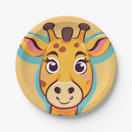 Leuke giraffe Gezichtsafari Wild oerwoud Verjaarda Papieren Bordje (Voorkant)