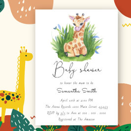 Leuke Giraffe groen Baby shower Kaart