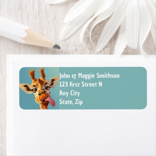 Leuke Giraffe houding steken uit tong dier Etiket (Insitu)