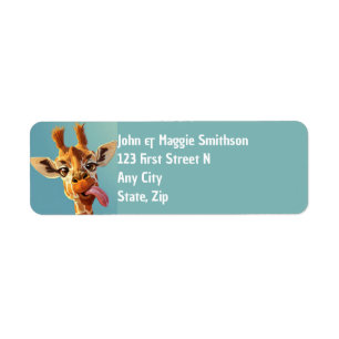 Leuke Giraffe houding steken uit tong dier Etiket