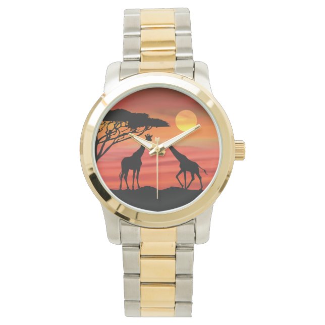 Leuke Giraffe in de Serengeti Horloge (Voorkant)
