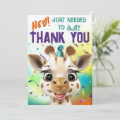 Leuke Giraffe Kleurrijke Confetti Verjaardag Bedankkaart (Staand voorkant)