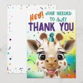 Leuke Giraffe Kleurrijke Confetti Verjaardag Bedankkaart (Voorkant / Achterkant)