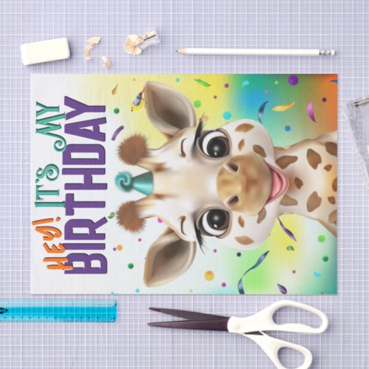 Leuke Giraffe Kleurrijke Confetti Verjaardag Tissuepapier (Craft)