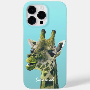 Leuke Giraffe Lime Green op Aqua Case-Mate iPhone 14 Pro Max Hoesje