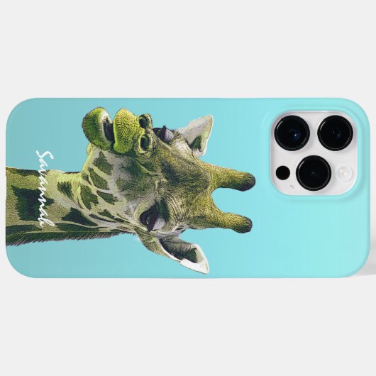 Leuke  Giraffe Lime Green op Aqua Case-Mate iPhone Case (Achterkant (horizontaal))