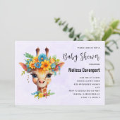 Leuke Giraffe met Floral Crown Baby shower Kaart (Staand voorkant)