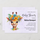 Leuke Giraffe met Floral Crown Baby shower Kaart (Voorkant / Achterkant)