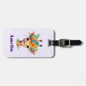 Leuke Giraffe met Floral Crown Bagagelabel (Voorkant horizontaal)