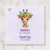 Leuke Giraffe met Floral Crown Bedankjes Labels (Voorkant)