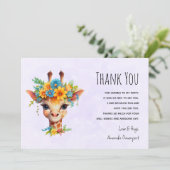 Leuke Giraffe met Floral Crown Bedankkaart (Staand voorkant)