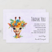 Leuke Giraffe met Floral Crown Bedankkaart (Voorkant / Achterkant)
