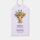 Leuke Giraffe met Floral Crown Birthday Dank u Cadeaulabel (Voorkant)