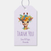 Leuke Giraffe met Floral Crown Dank u Cadeaulabel (Voorkant)