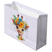 Leuke Giraffe met Floral Crown Groot Cadeauzakje (Voorkant Gekanteld)