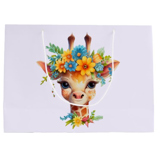 Leuke Giraffe met Floral Crown Groot Cadeauzakje (Achterkant)