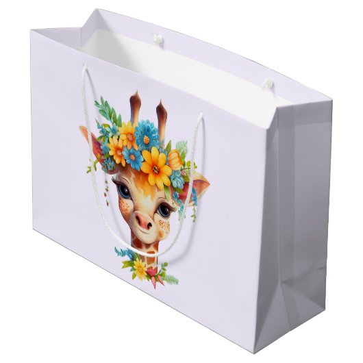 Leuke Giraffe met Floral Crown Groot Cadeauzakje (Achterkant Gekanteld)
