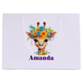 Leuke Giraffe met Floral Crown Groot Cadeauzakje (Voorkant)
