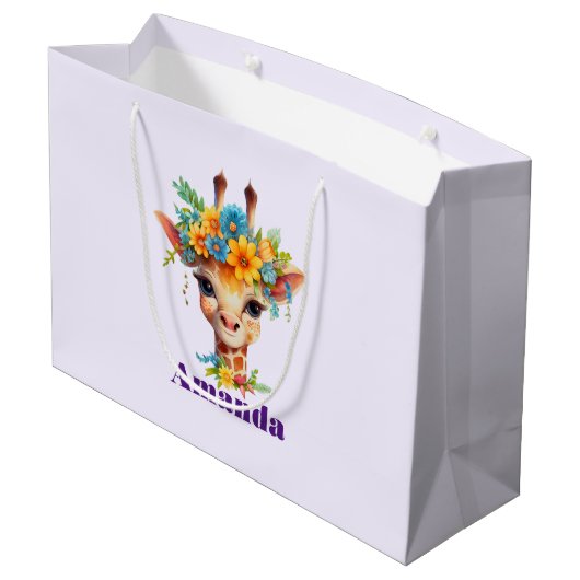 Leuke Giraffe met Floral Crown Groot Cadeauzakje (Achterkant Gekanteld)