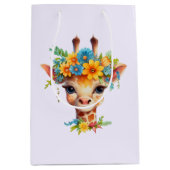 Leuke Giraffe met Floral Crown Medium Cadeauzakje (Voorkant)