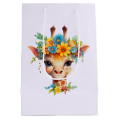 Leuke Giraffe met Floral Crown Medium Cadeauzakje (Achterkant)