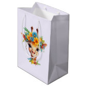 Leuke Giraffe met Floral Crown Medium Cadeauzakje (Achterkant Gekanteld)