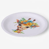 Leuke Giraffe met Floral Crown Papieren Bordje (Gekanteld)